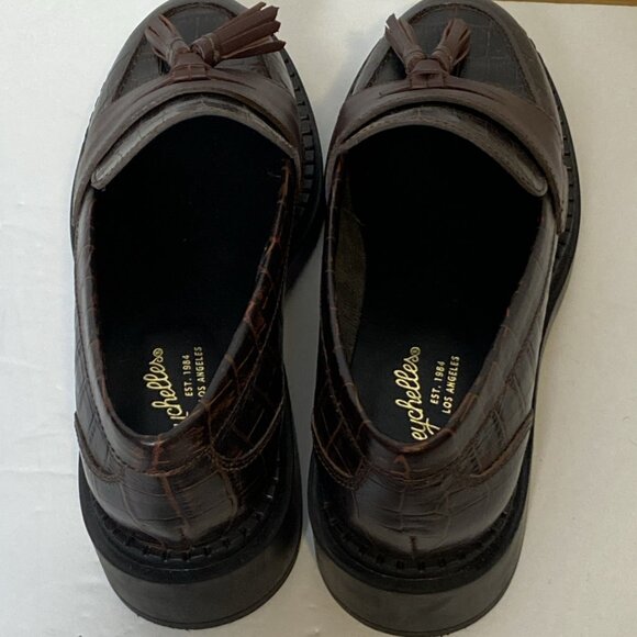 Seychelles Final Call Embossed Croc Leather Loafer w/ Tassel Womens Sz 8.5 Brown - Picture 4 of 14